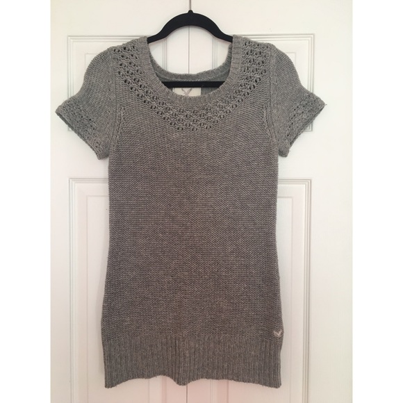 Tunic Length Short Sleeve Sweater - Picture 1 of 3