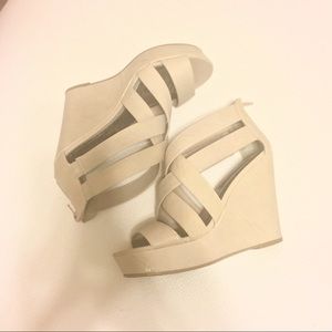 Beige Strappy Wedges
