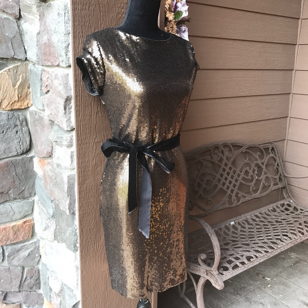 BADGLEY MISCHKA Bronze Sequin Cocktail dress