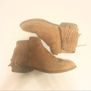 Tan Fringe Booties