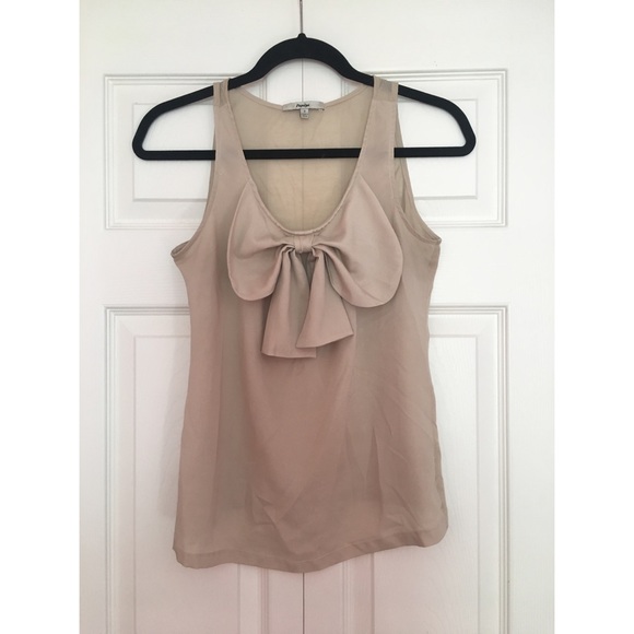Tan Sleeveless Shirt with Bow - Picture 1 of 3