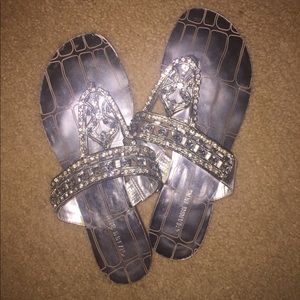 Gianni Bini silver rhinestone sandals