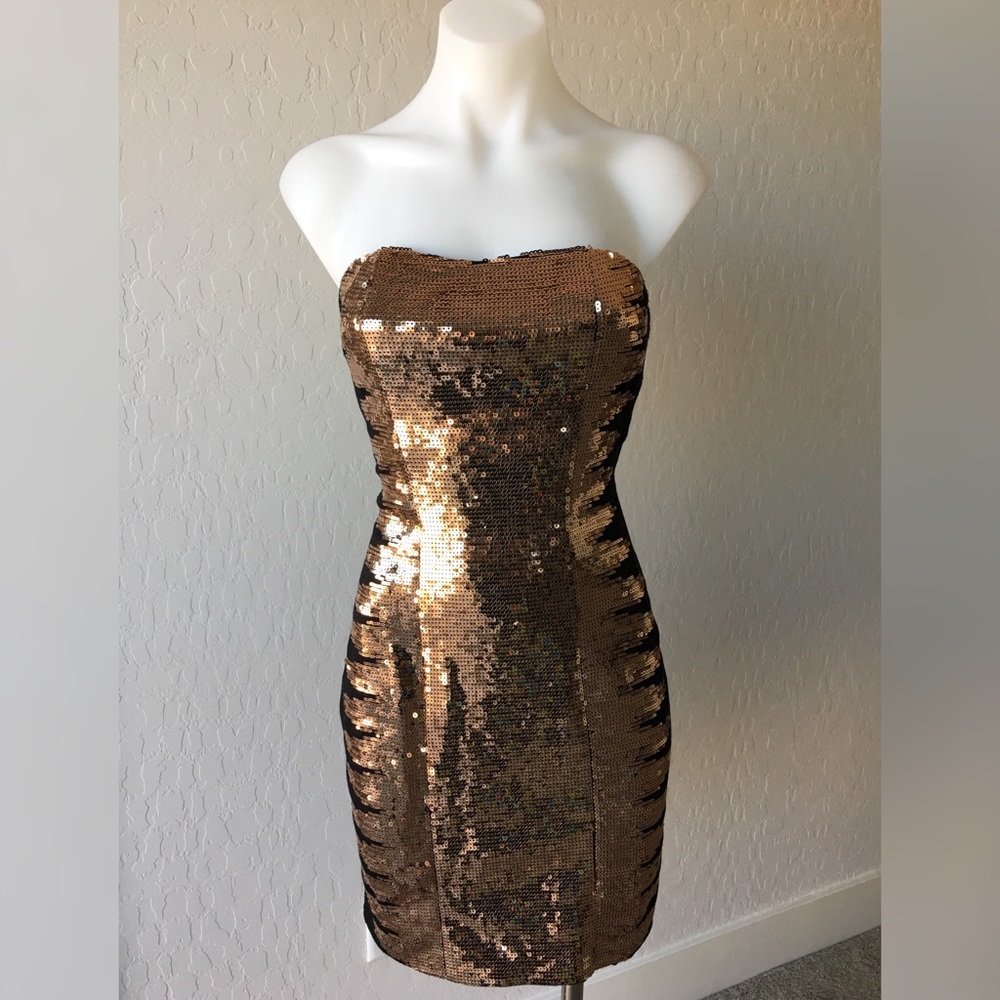 Nikibiki--Black and Gold Sequin Dress