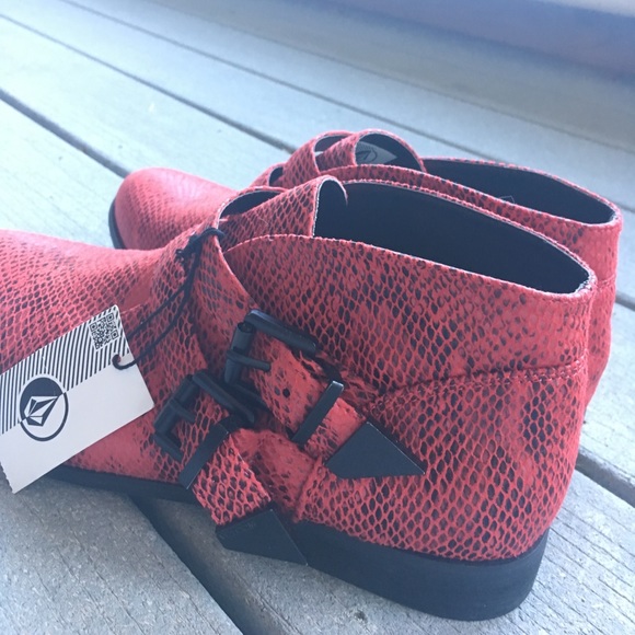 VOLCOM red (faux) snake skin boot - Picture 2 of 3