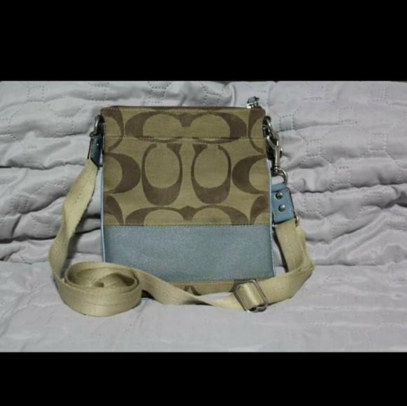Light blue and tan Coach Crossbody - Picture 1 of 1