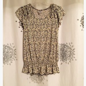 Worthington Green black and white dotted Blouse