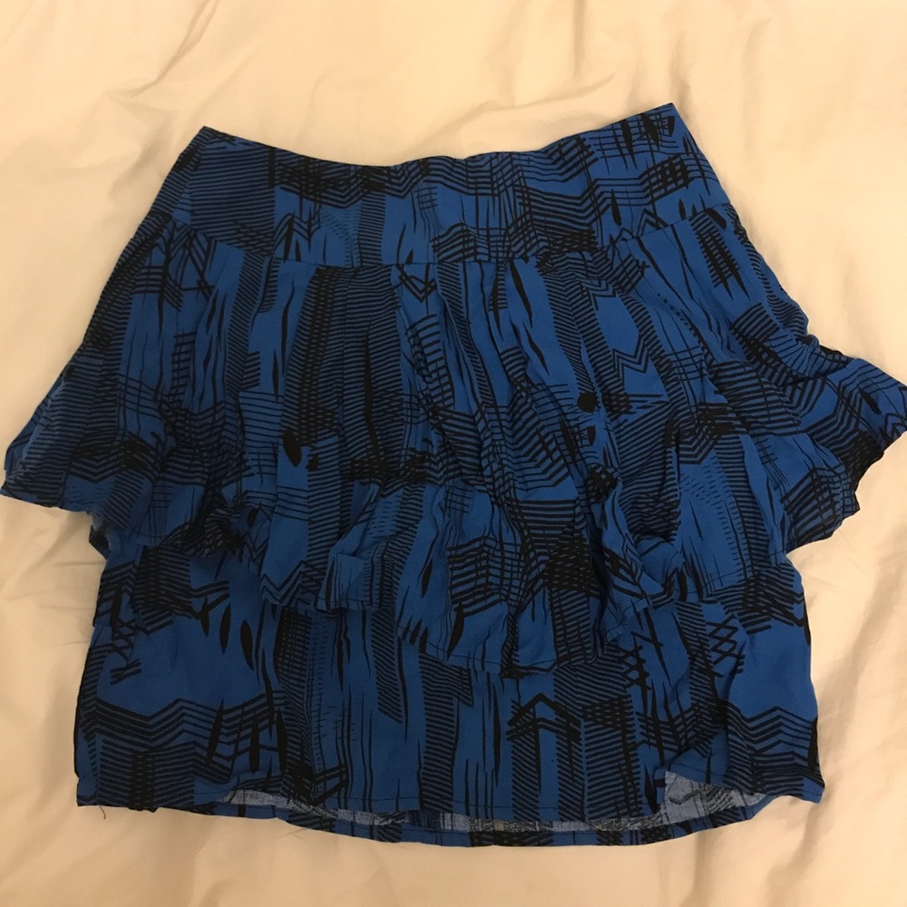Black and blue Peplum Pleated Mini Skirt