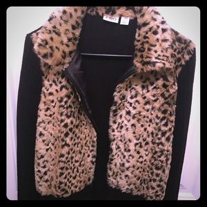 Leopard Zip Up Fur Sweater