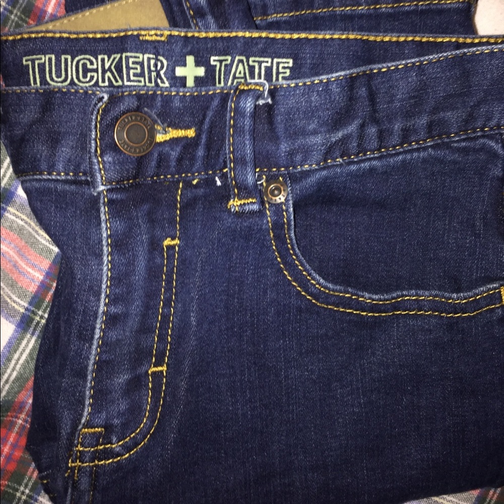 Size 14 unisex slim skin tight dark blue jeans