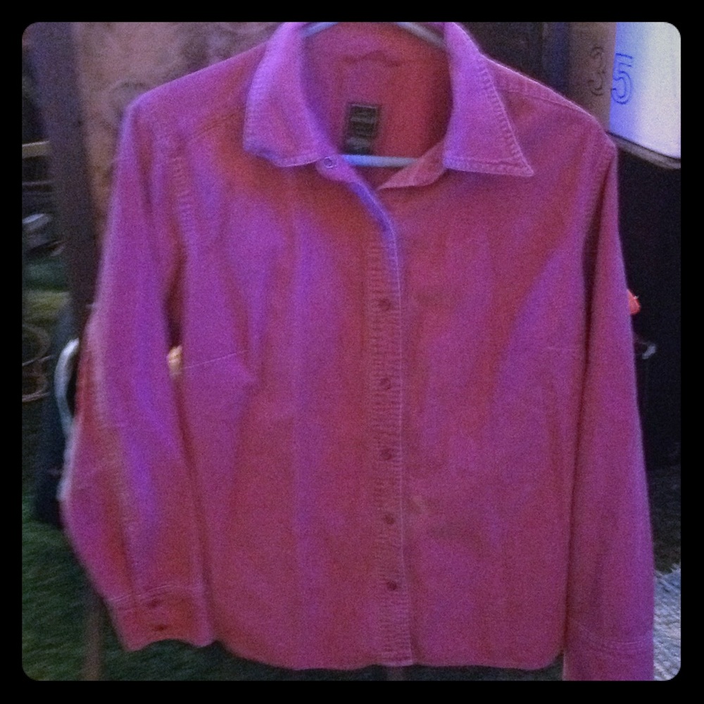Corduroy pink button up shirt