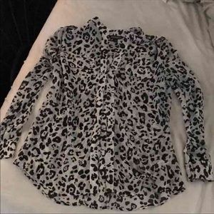 Express leopard print button up shirt