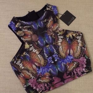 NWT ASOS Tall Butterflies Crop Top US 6
