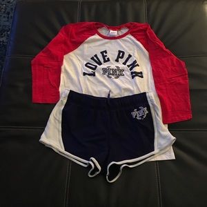 Victoria Secret Pink baseball tee and short
