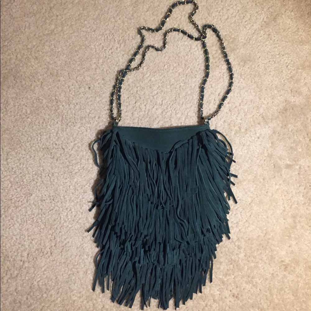 Green Urban Outfitters Fringe Shoulder Bag