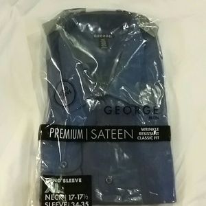 GEORGE Men's Sz XL Blue Long Sleeve Dress Shirt