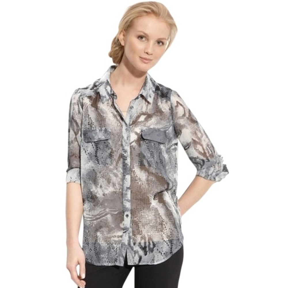 Gianetta Snake Animal Print Button Up Shirt