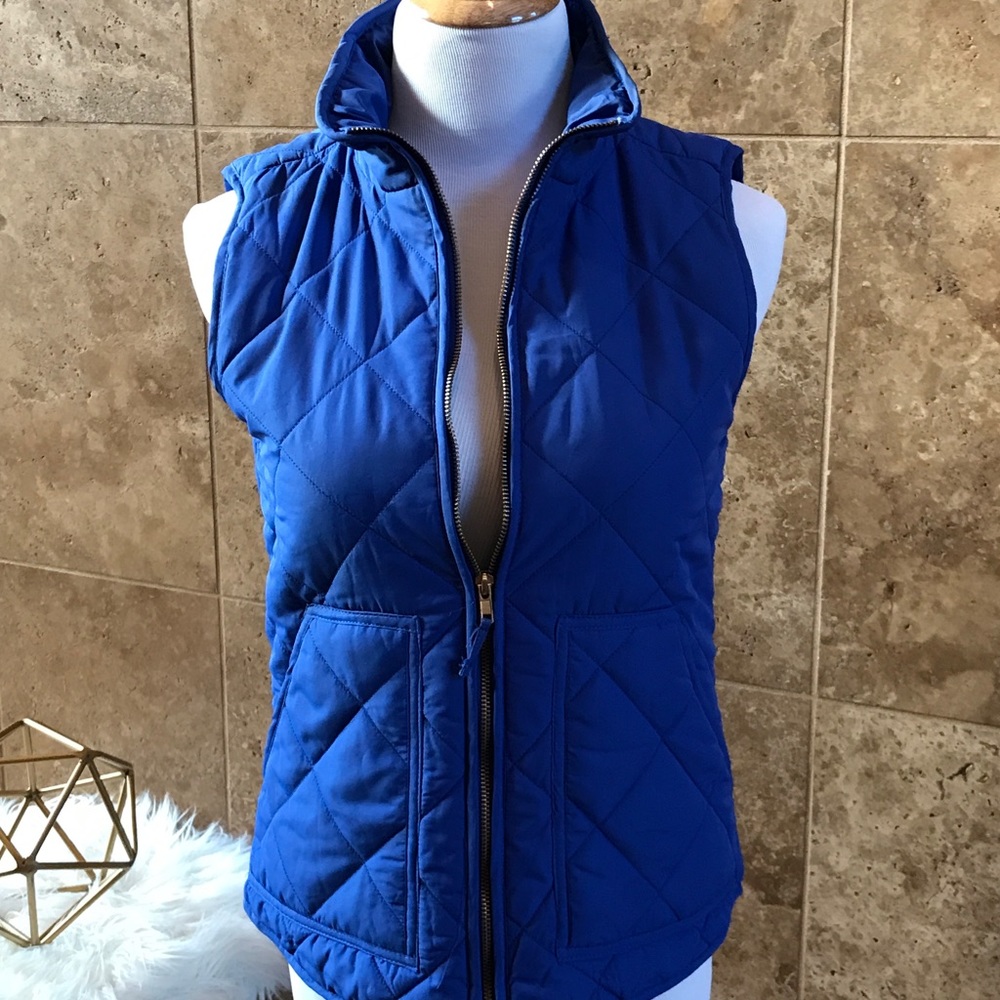 Preppy Cobalt Blue Quilted Vest Size Small