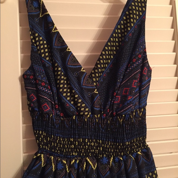 Navy patterned dress - Picture 1 of 4