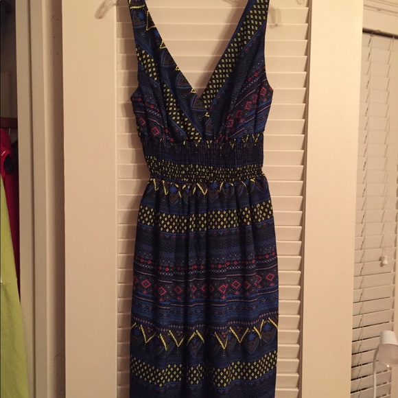 Navy patterned dress - Picture 2 of 4