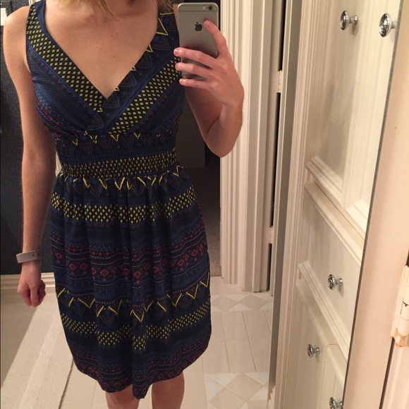 Navy patterned dress - Picture 3 of 4