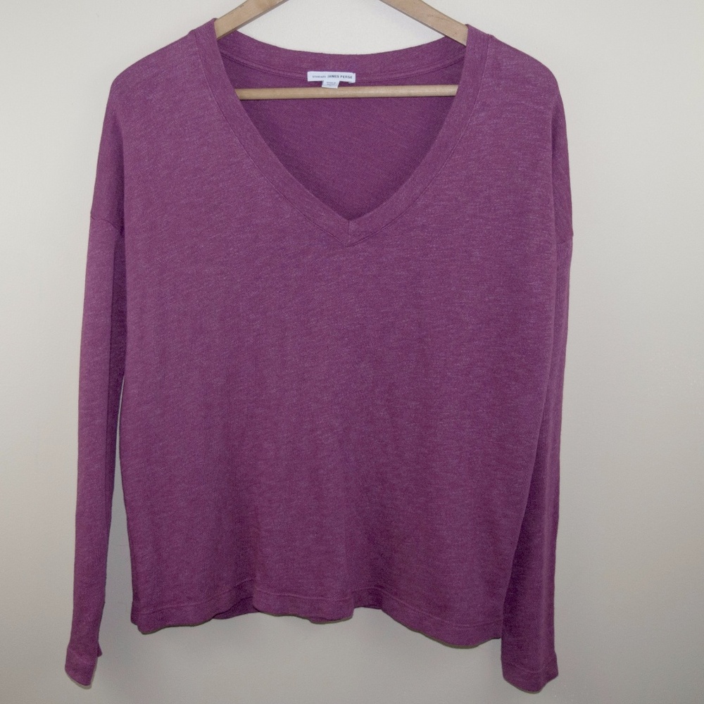 Jame Perse burgundy V Neck long sleeve blouse