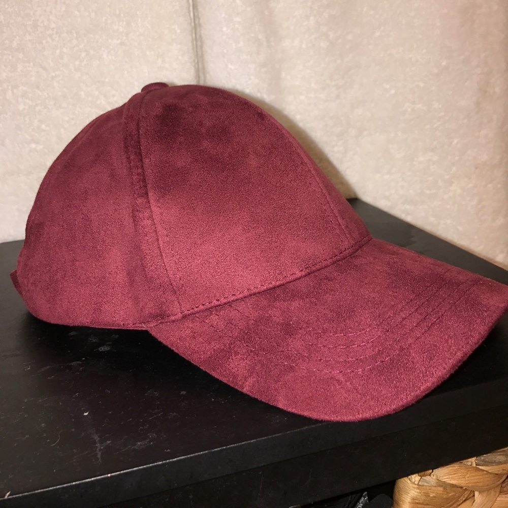 Maroon Suede Athletic Cap