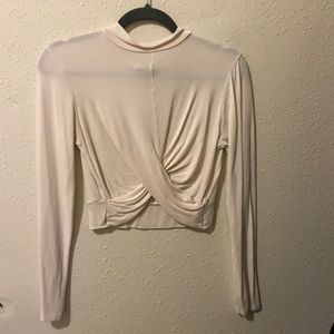 Topshop peach crop top with twist in front