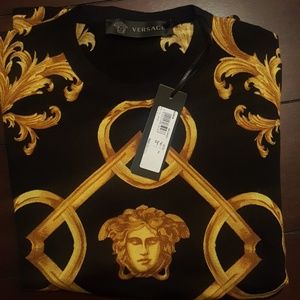 Versace Men's Baroque Print Medusa Sweater Black G