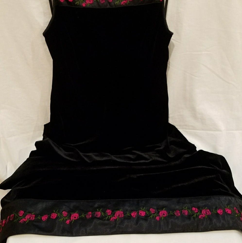 Long elegant black velvet dress