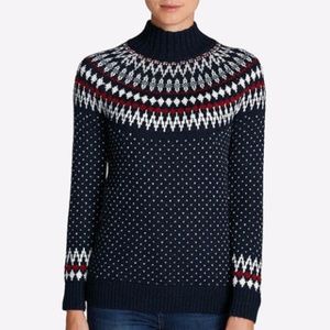 Eddie Bauer Fair Isle Sweater Navy Red White S Eddie Bauer Fair Isle Sweater Navy Red White S