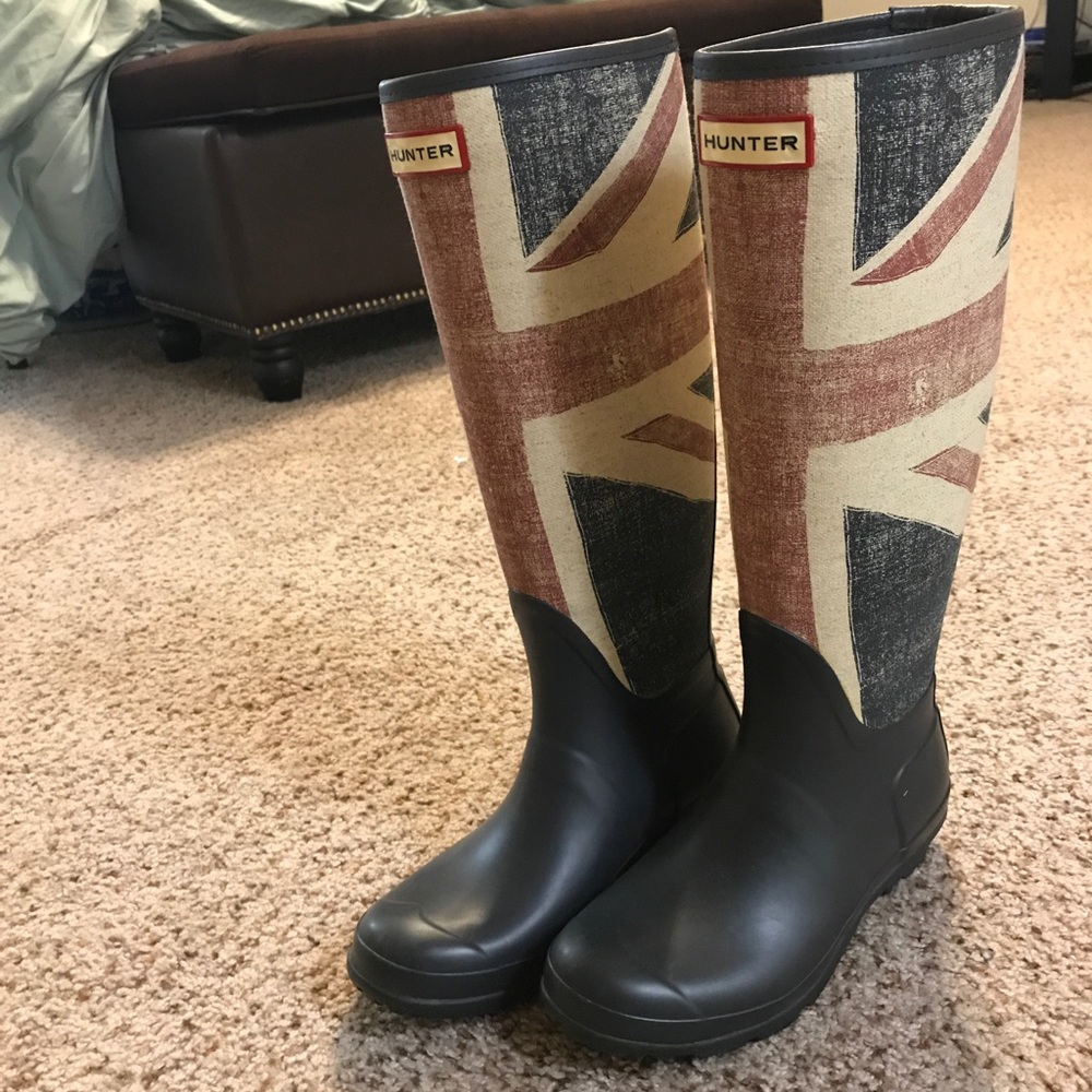 Hunter British flag rain boots