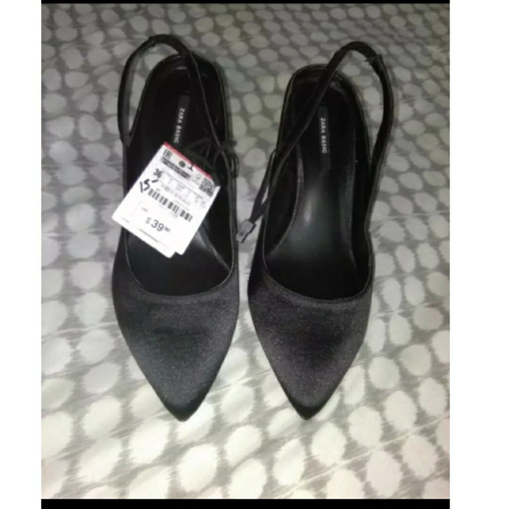 Zara satin sling back heels