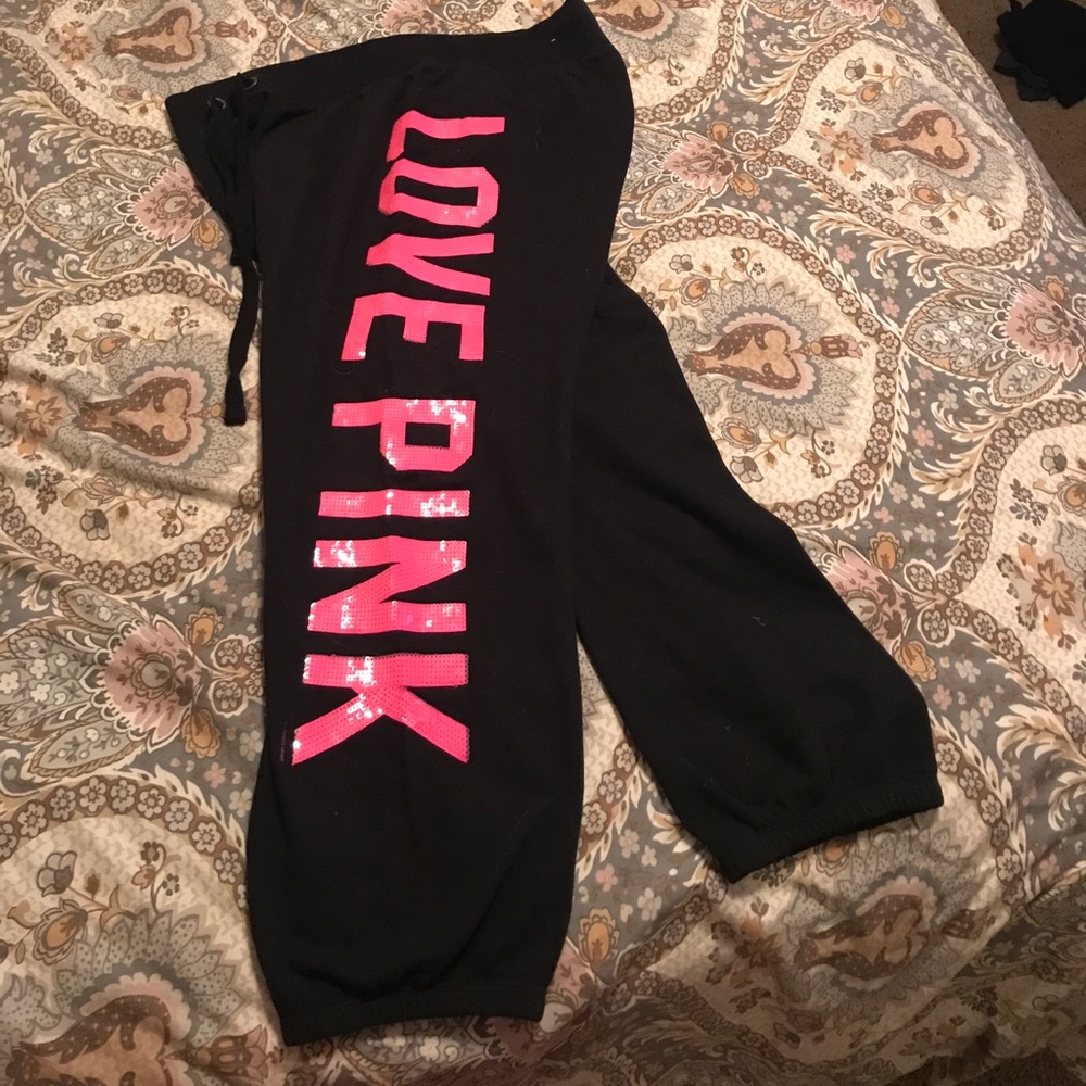 VS PINK Bling Capri Sweats
