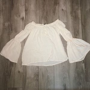 Cream Off Shoulder Peasant Top