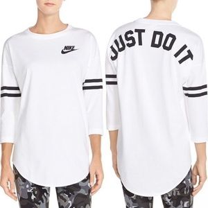 Nike Just Do It Logo Varsity Stripe Top Shirt S Nike Just Do It Logo Varsity Stripe Top Shirt S