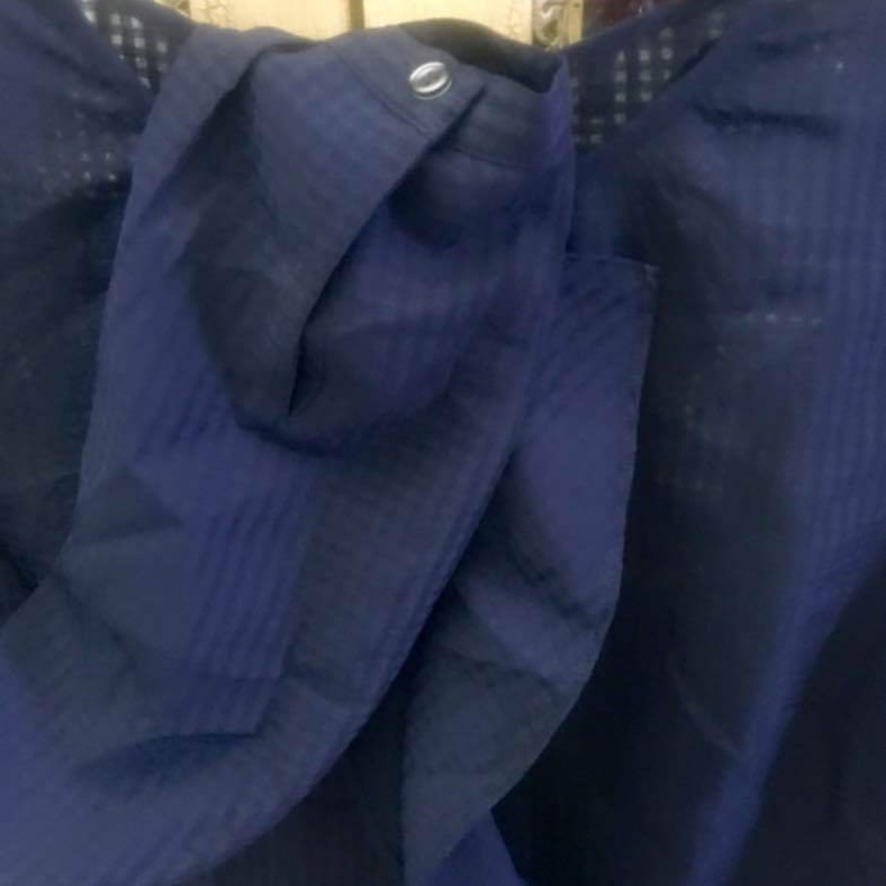 J.Crew Ruffled Button down Shirt In Navy Blue 100% - Picture 2 of 4