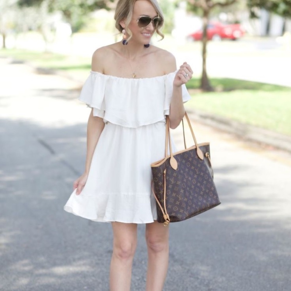 Cream off the shoulder dress