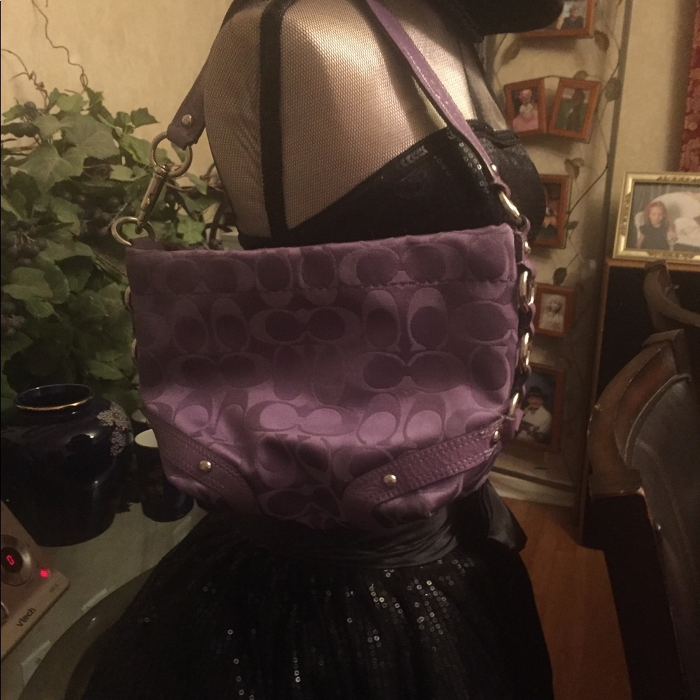 Coach purple mini bag with dust bag