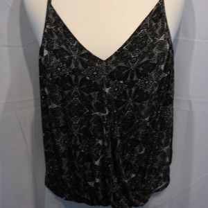 Free People Black & White Print Lace Drape Tank Free People Black & White Print Lace Drape Tank