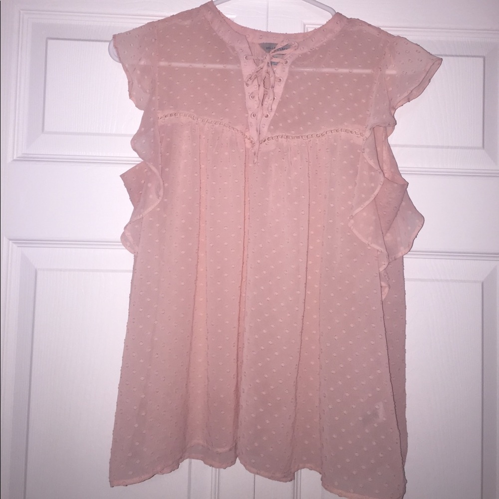 Light Pink Tie Front Top