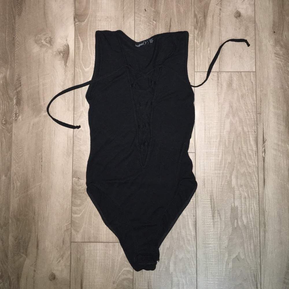 Lace Up Petite Bodysuit BOOHOO