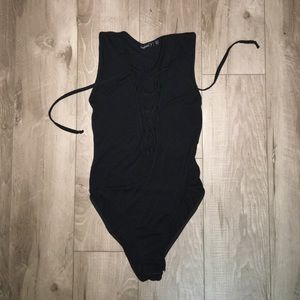 Lace Up Petite Bodysuit BOOHOO