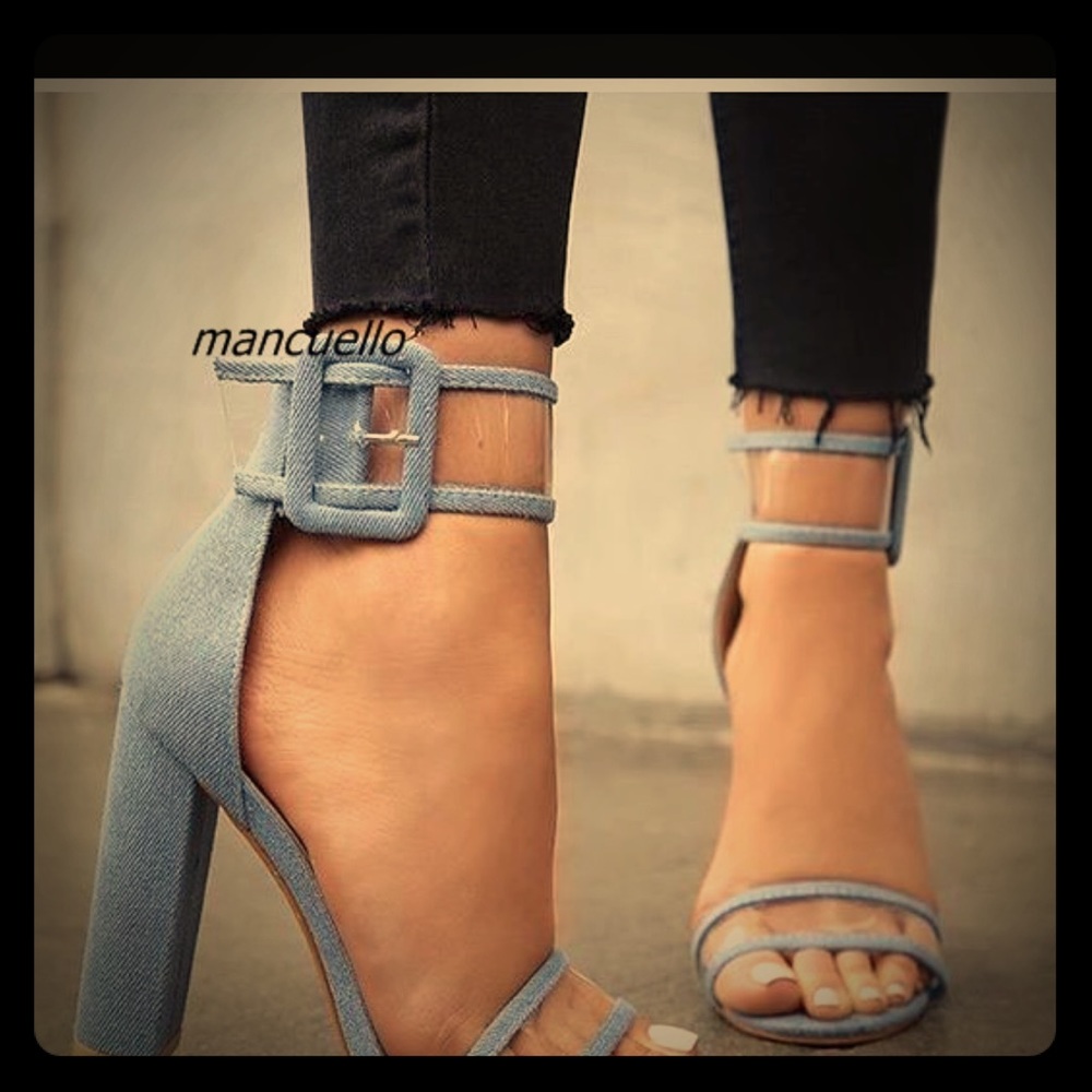 Denim clear sandals