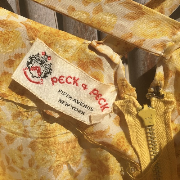 Vintage Yellow Floral Silk Dress and Sweater Set - Picture 8 of 8