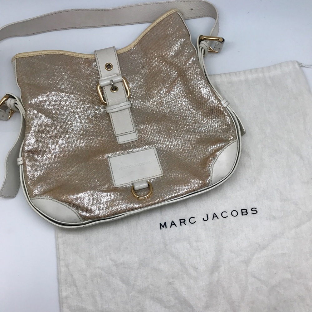 Marc Jacobs Metallic Silver Leather Shoulder Bag