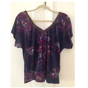 Anthropologie C.Keer Floral Boho Jersey Top S/P Anthropologie C.Keer Floral Boho Jersey Top S/P