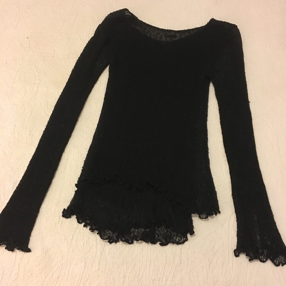 Gauzy black knit sweater