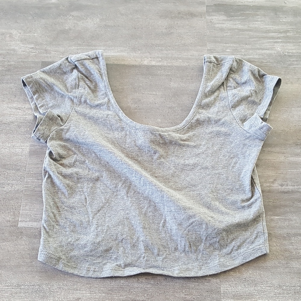 Grey Basic Cropped Bozzolo Short Sleeve