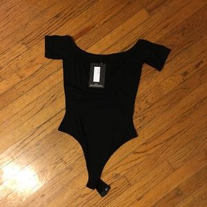 Black Pretty Little Thing Bardot Style Bodysuit Black Pretty Little Thing Bardot Style Bodysuit