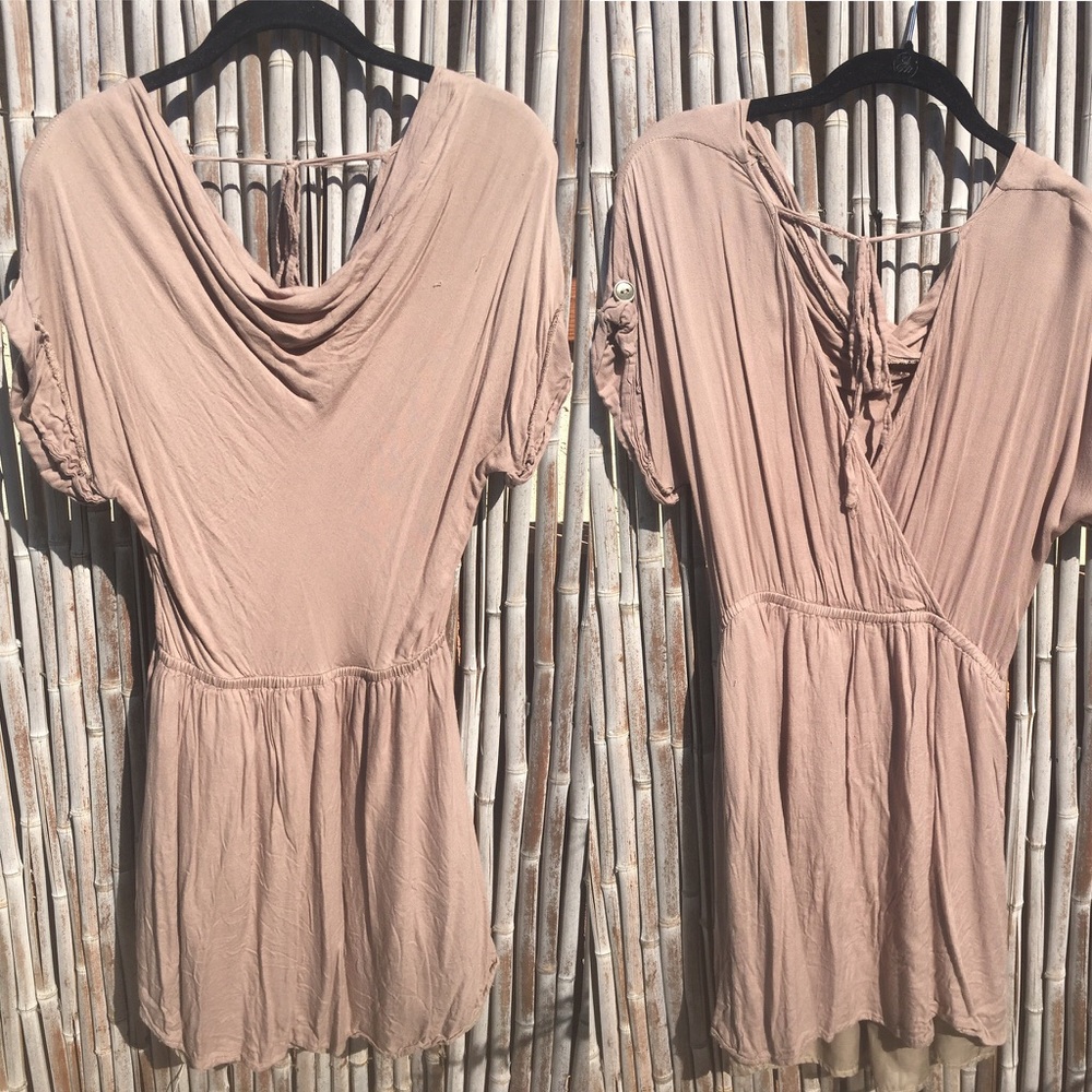 Simple Tan Open Back Dress